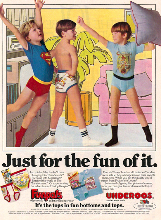 Fruit of the Loom Boys Underwear FunPals Underoos 1980s Print Advertisement  1988
